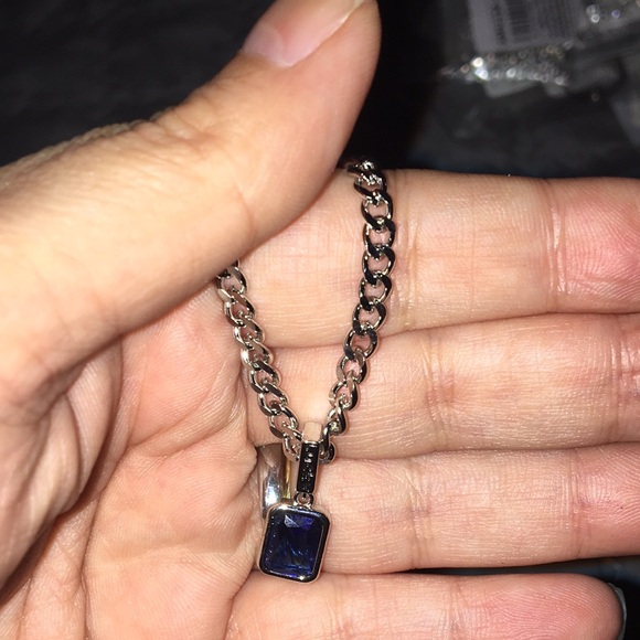 925 sterling silver necklace with sterling silver blue zirconia - Picture 2 of 5